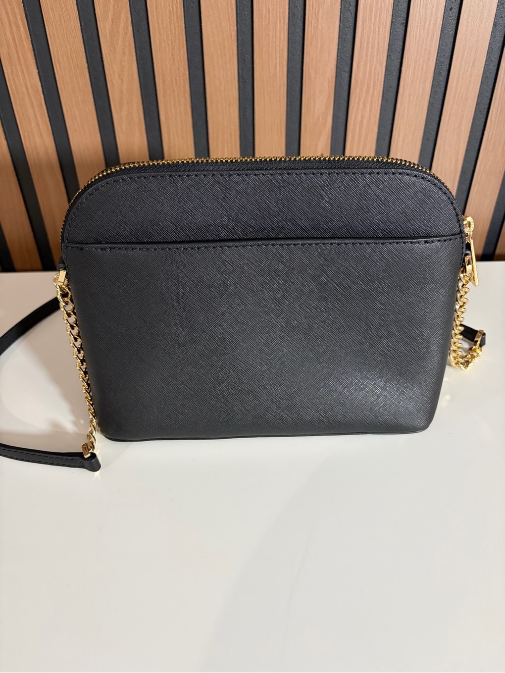 Michael Kors Black Saffiano Dome Crossbody with Gold Logo - Picture 4 of 13